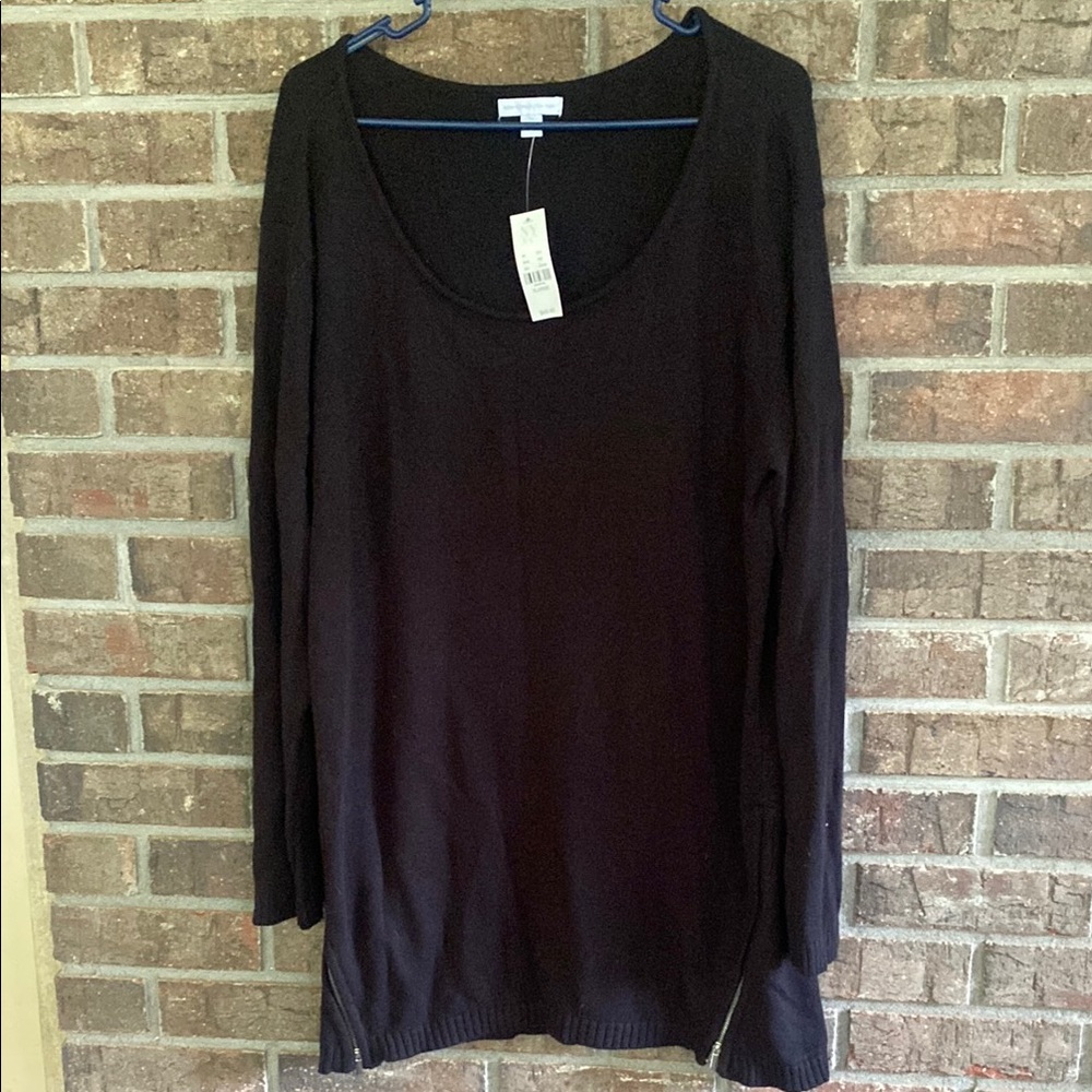 New York & Company Elegant Black Long Sleeve Knit Sweater XL